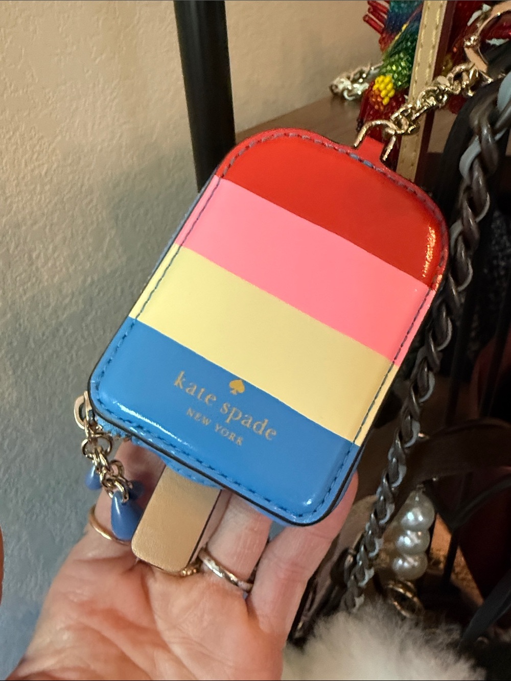 Kate Spade ♠️ Colorblock Popsicle Key Pouch - Red Pink Yellow Blue